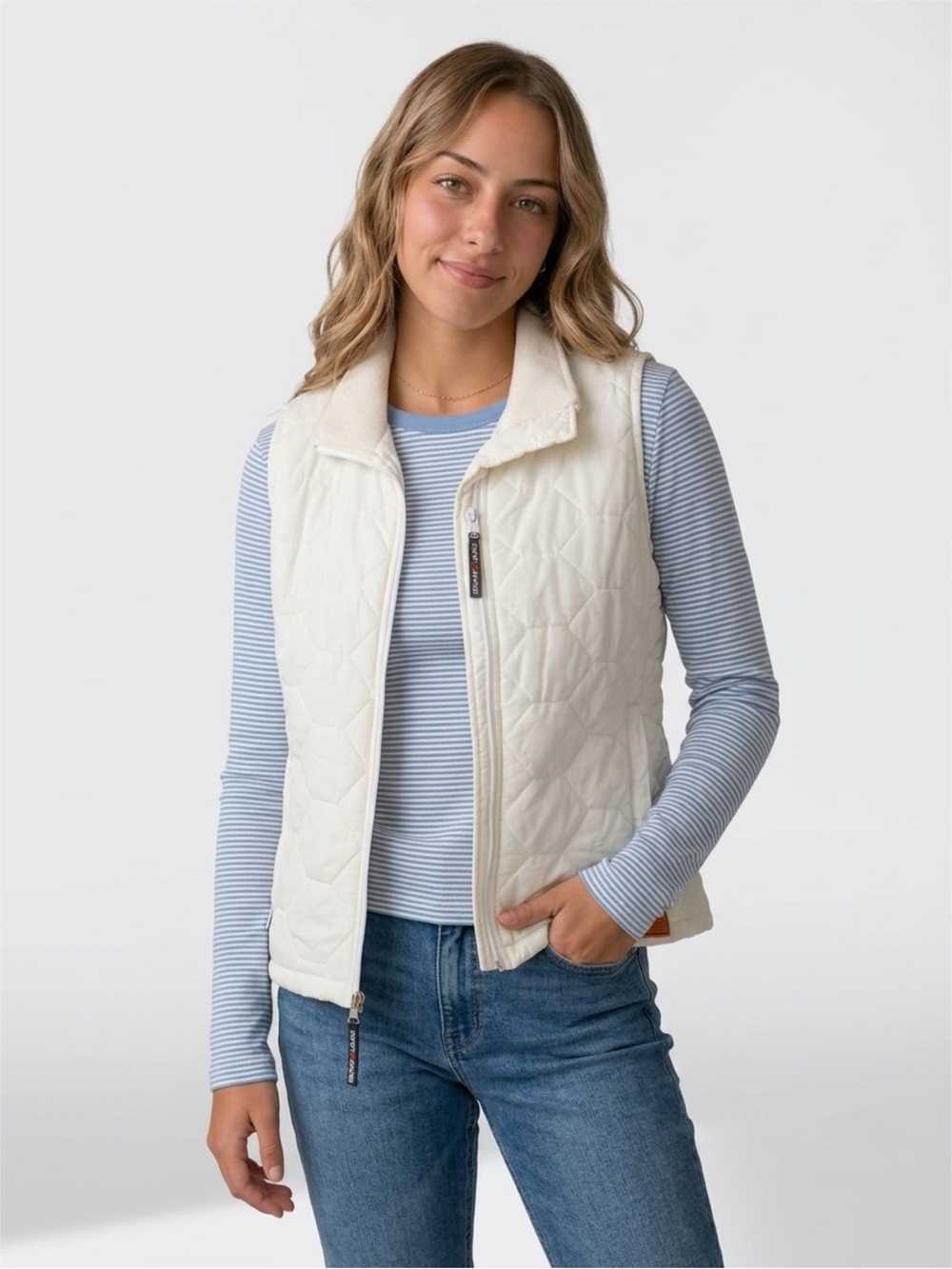 DKNY Women's Cream Quilted Vest
